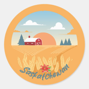 Pegatina Redonda Vintage Saskatchewan