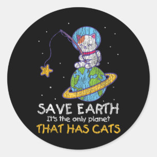 Pegatina Redonda Vintage Save Earth que tiene Ca del Día de la Tier