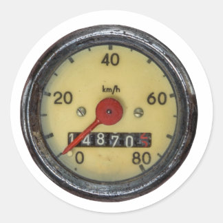 Pegatina Redonda Vintage Scooter Speedometer