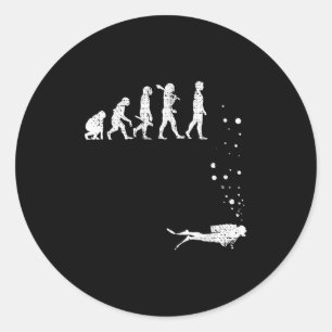 Pegatina Redonda Vintage Scuba Diving Evolution Funny Diver Gift Di