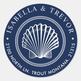 Pegatina Redonda Vintage Seashell | Dirección de devolución