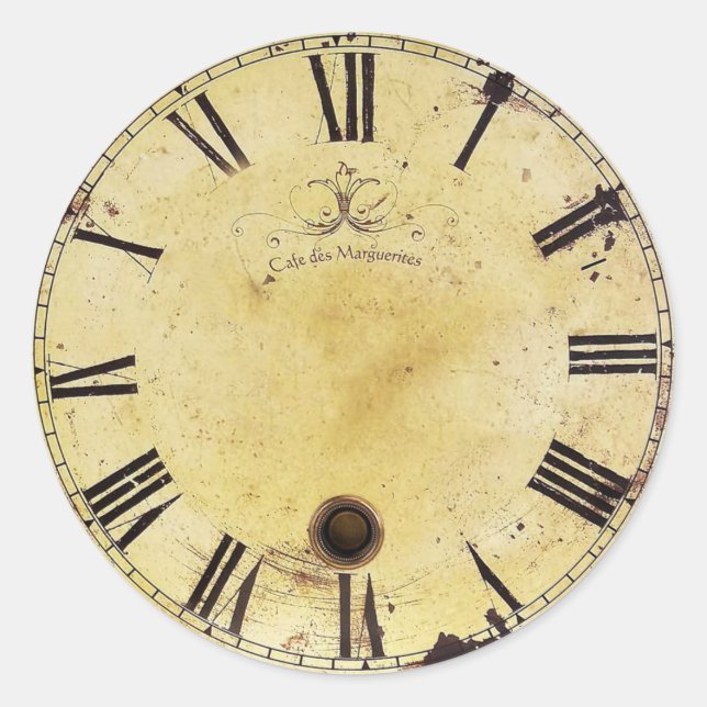 Pegatina Redonda Vintage Shabby Chic Wall Clock (Anverso)