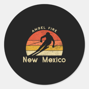 Pegatina Redonda Vintage Ski Angel Fire New Mexico Mountain