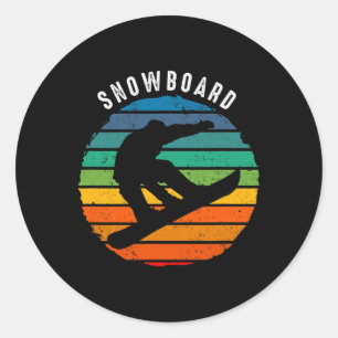 Pegatina Redonda Vintage Snowboard Clothing - Snowboard Sunset