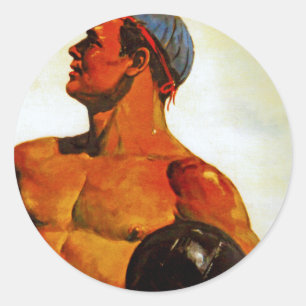 Pegatina Redonda Vintage Soviet Hunk