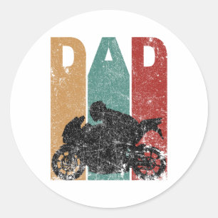 Pegatina Redonda Vintage Sport Bike Dad Day Gift Moto de ciclismo