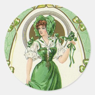 Pegatina Redonda Vintage St. Patrick's Day, mi Bonito irlandés Coll