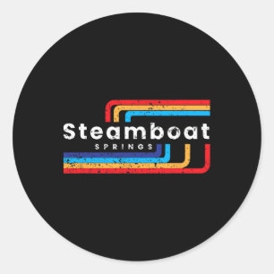 Pegatina Redonda Vintage Steamboa Springs Colorado