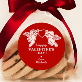 Pegatina Redonda Vintage Style Cupid Doodles Happy Valentine's Day