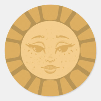 Pegatina Redonda Vintage Sun Sticker
