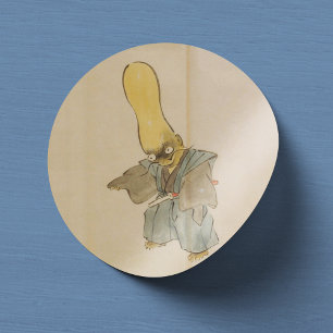 Pegatina Redonda Vintage Tall-Headed Yokai Swordsman