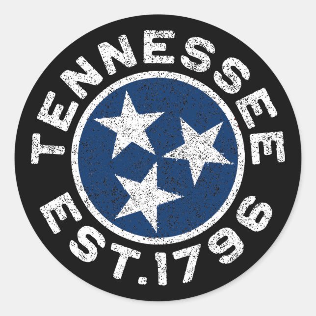 Pegatina Redonda Vintage Tennessee (Anverso)