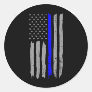Pegatina Redonda Vintage Thin Blue Line: Apoyo Policial A Usa Fl