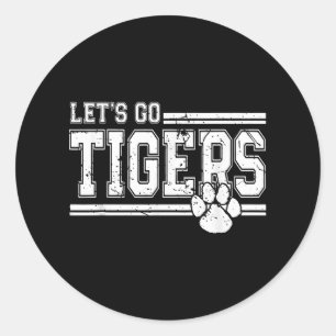 Pegatina Redonda Vintage Tigers School Sports Name Retro