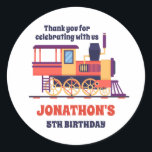 Pegatina Redonda Vintage Train Kids Birthday Party Favor<br><div class="desc">Favoritos de fiesta para niños,  niños o chicas que entrenan y ferrovian. Perfecto para la fiesta de cumpleaños de los niños,  los favores de fiesta y la etiqueta de agradecimiento. También puede personalizar el texto para la ducha de bebé u otra ocasión y fiesta.</div>