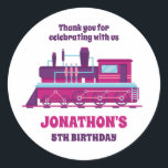 Pegatina Redonda Vintage Train Kids Birthday Party Favor<br><div class="desc">Favoritos de fiesta para niños,  niños o chicas que entrenan y ferrovian. Perfecto para la fiesta de cumpleaños de los niños,  los favores de fiesta y la etiqueta de agradecimiento. También puede personalizar el texto para la ducha de bebé u otra ocasión y fiesta.</div>