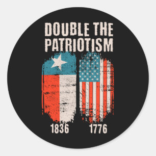 Pegatina Redonda Vintage True Texan Doble Amor Ciudadano Texas Amér