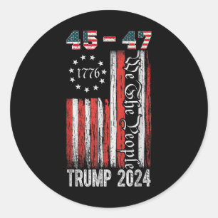 Pegatina Redonda Vintage Trump 2024 45-47 Bandera de Ee. Uu. Nosotr