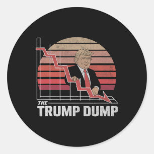 Pegatina Redonda Vintage Trump Dump Anti Trump Colapso del Mercado