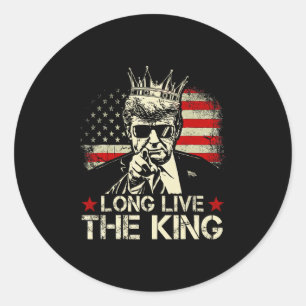 Pegatina Redonda Vintage Trump Long Live The King Patriota American