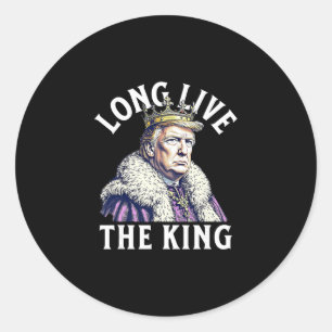 Pegatina Redonda Vintage Trump Viva el Rey Patriota Americano