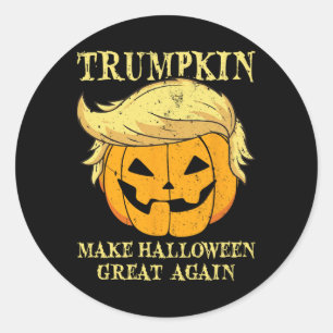 Pegatina Redonda Vintage Trumpkin vuelve a hacer que Halloween sea