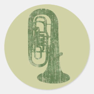 Pegatina Redonda Vintage Tuba