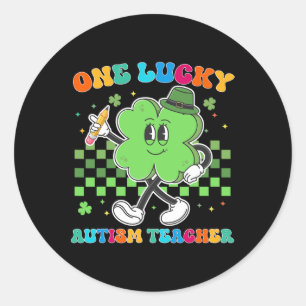 Pegatina Redonda Vintage un afortunado profesor de autismo St Patri