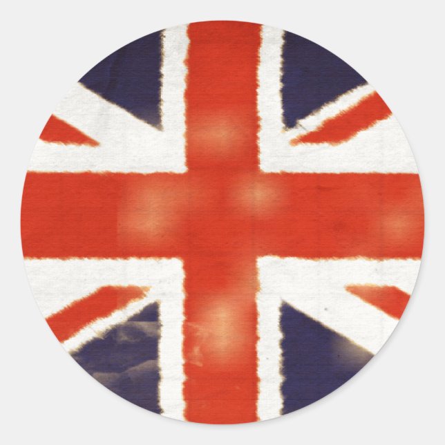 Pegatina Redonda Vintage Union Jack Round Pegatinas (Anverso)