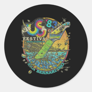 Pegatina Redonda Vintage US Festival 1983 Colorido arcoiris Music F