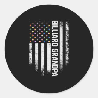 Pegatina Redonda Vintage USA Bandera Americana Pool Billiard Abuelo