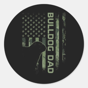 Pegatina Redonda Vintage Uu Camo Flag Orgulloso Bulldog Inglés Dad