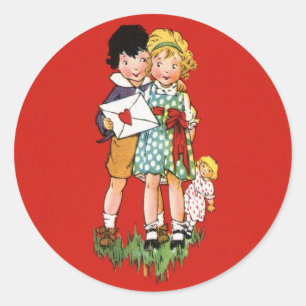 Pegatina Redonda Vintage Valentine