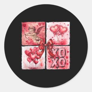 Pegatina Redonda Vintage Valentine Cupid Xoxo Heart Byllon Candy Co