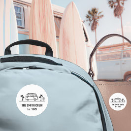 Pegatina Redonda Vintage Van Life Surfer Crew Sticker