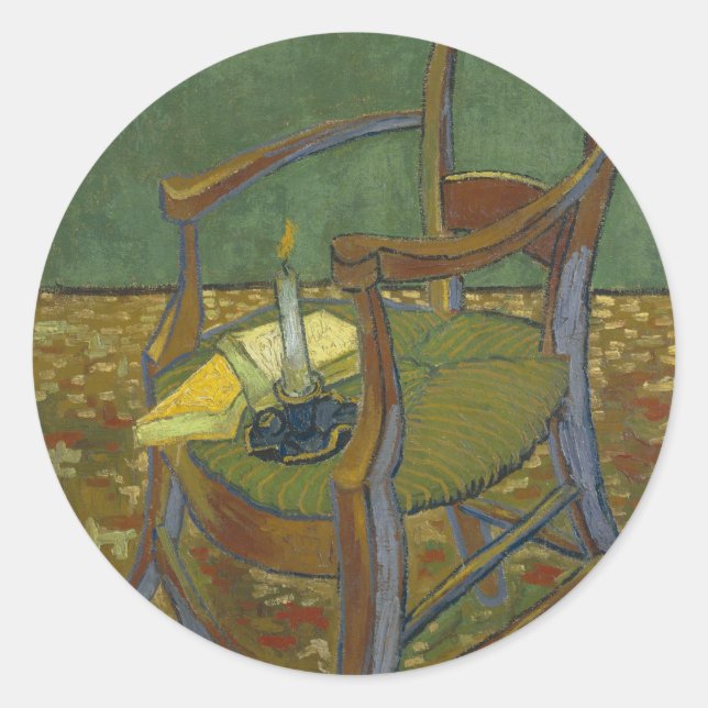 Pegatina Redonda Vintage Vincent van Gogh Gauguins Presidente (Anverso)
