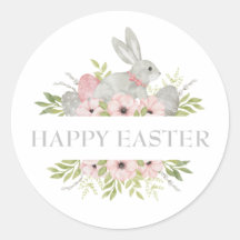 Vintage Watercolor Easter Bunny & Eggings Greeting