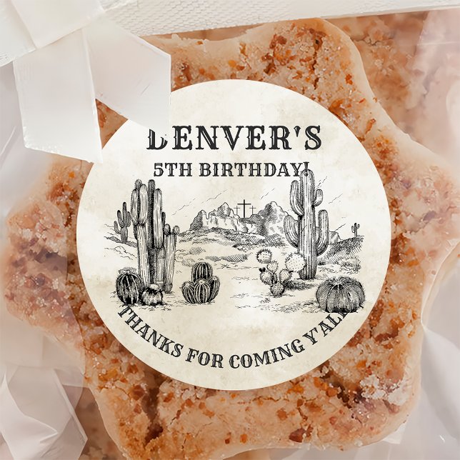 Pegatina Redonda Vintage Western Country Cowboy Birday Gracias (Subido por el creador)