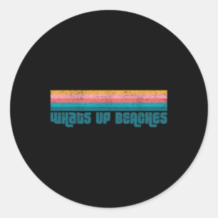 Pegatina Redonda Vintage What's Up Beach Summer Retro Mujeres