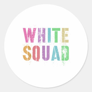 Pegatina Redonda Vintage White Squad War Game Wins Wear Team Col