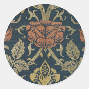 Pegatina Redonda Vintage William Morris Rosa y Lily
