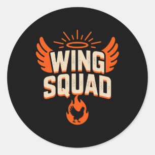 Pegatina Redonda Vintage Wing Squad Pollo Barbacoa Fiesta Humor Fam