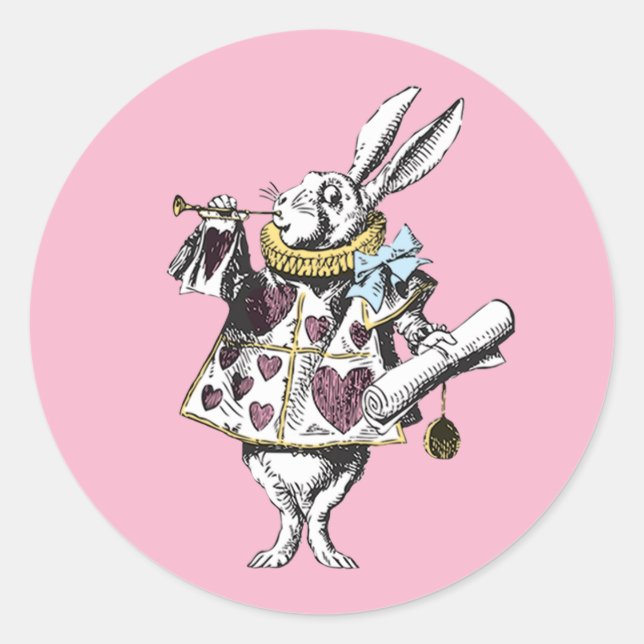 Pegatina Redonda Vintage Wonderland Rabbit (Anverso)