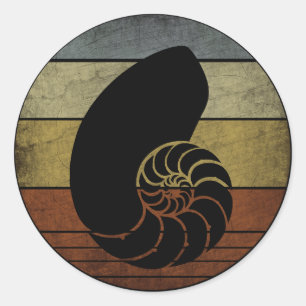 PEGATINA REDONDA VINTAJE RÚSTICO NAUTILUS