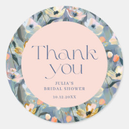 Pegatina Redonda Vintge Retro Gracias Ducha De Novias