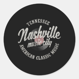 Pegatina Redonda Vinyl de Nashville Music City