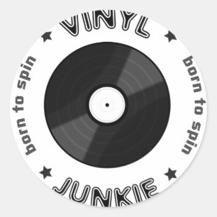 Pegatina Redonda Vinyl Junkie