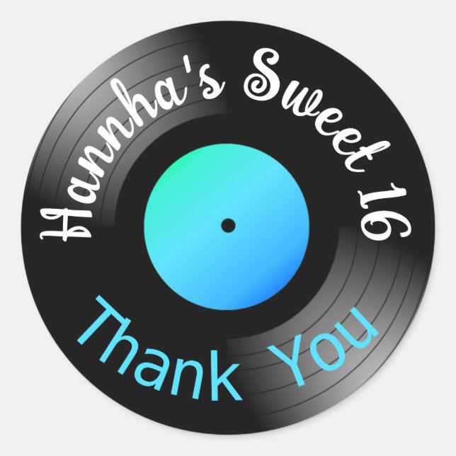 Pegatina Redonda Vinyl LP Record Favor (Anverso)