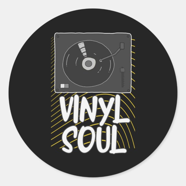 Pegatina Redonda Vinyl Soul Record DJ convertible (Anverso)