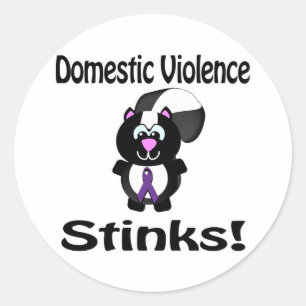 Pegatina Redonda Violencia doméstica apesta diseño de conciencia de